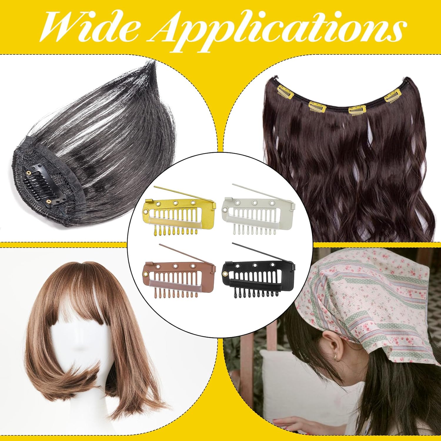 12Pcs Chunni Clips with Safety Pins, Dupatta Clips, 10-Teeth Hair Extension Snap Clip to Secure Setting Clip for Girls Women Headscarf & Hijab โ image 6