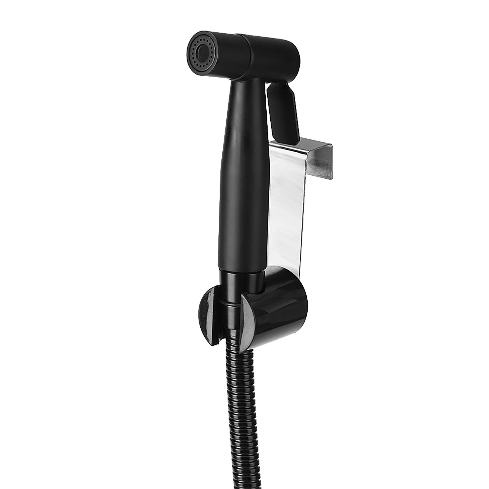 Stainless Steel Black Bathroom Toilet Handheld Bidet Cloth Diaper Cleaning Sprayer Shattaf Kit — image 2