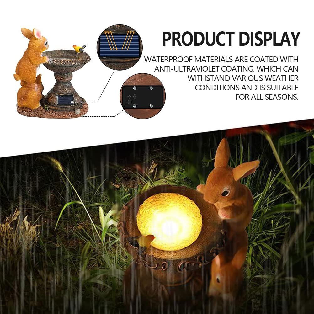 Garden Statues Outdoor Clearance LED Rabbit Solar Garden Statues Waterproof Solar Rabbit Ornaments Garden Light Resin โ image 4