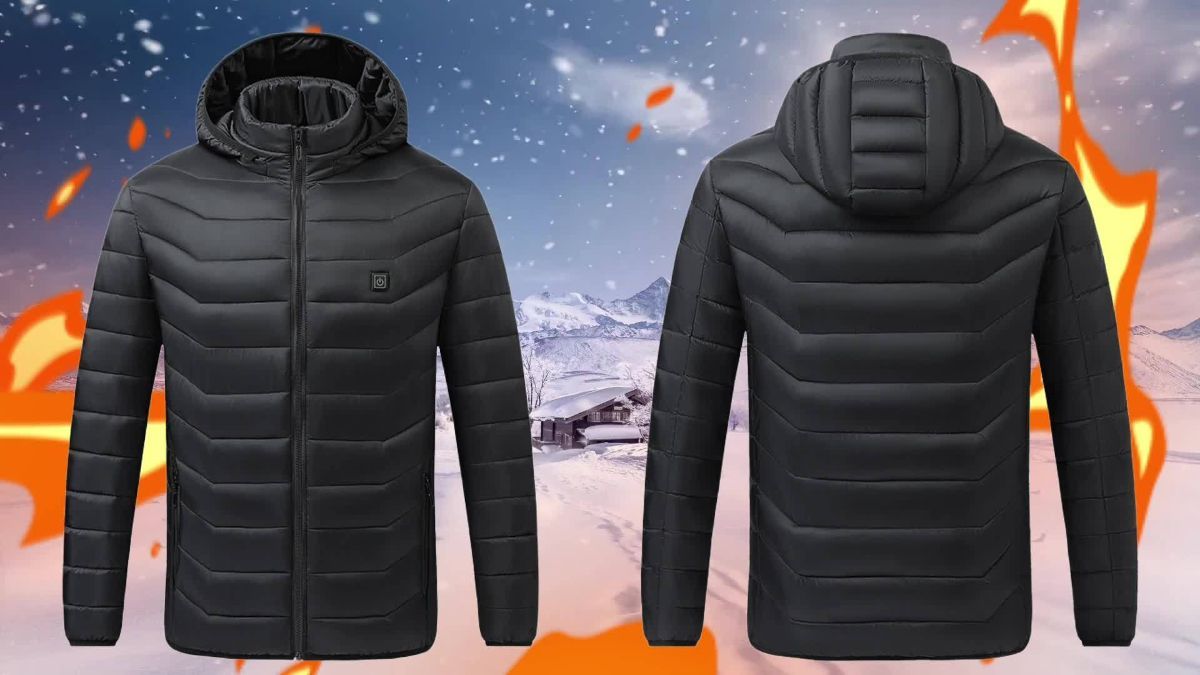 Heated Jacket Smart Heated Hoodie Lightweight Winter Coat Cotton Padded Jacket - Black - Size S(AU S/EU46) โ image 5