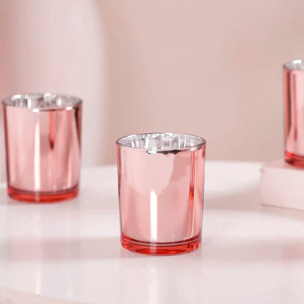 20 Pack Rose Gold Pink Votive Tealight Candle Holders Valentines Day Mercury Wedding Decor Glass Candlestick Party Decorations Bridal Baby Shower Event — image 2