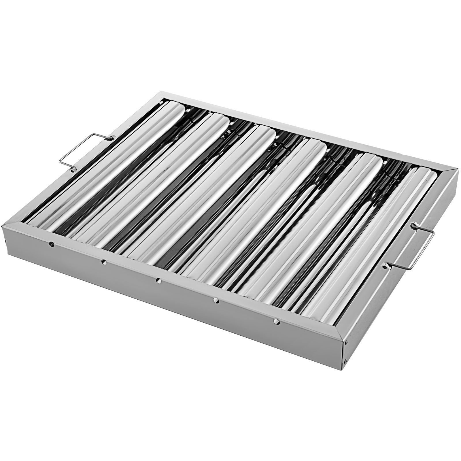 Pack of 6 Hood Filters 19.5W x 15.5H Inch, 430 Stainless Steel 5 Grooves Commercial Hood Filters, Range Hood Filter for Grease Rated Commercial Kitchen Exhaust
