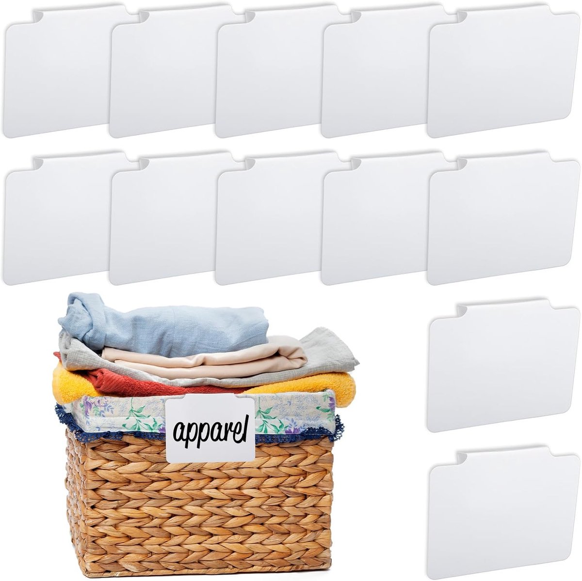 12 pieces - Labels - basket labels with clip - removable storage rack labels - chalkboard label - label holders - clip-on labels - shelf labels - PVC label