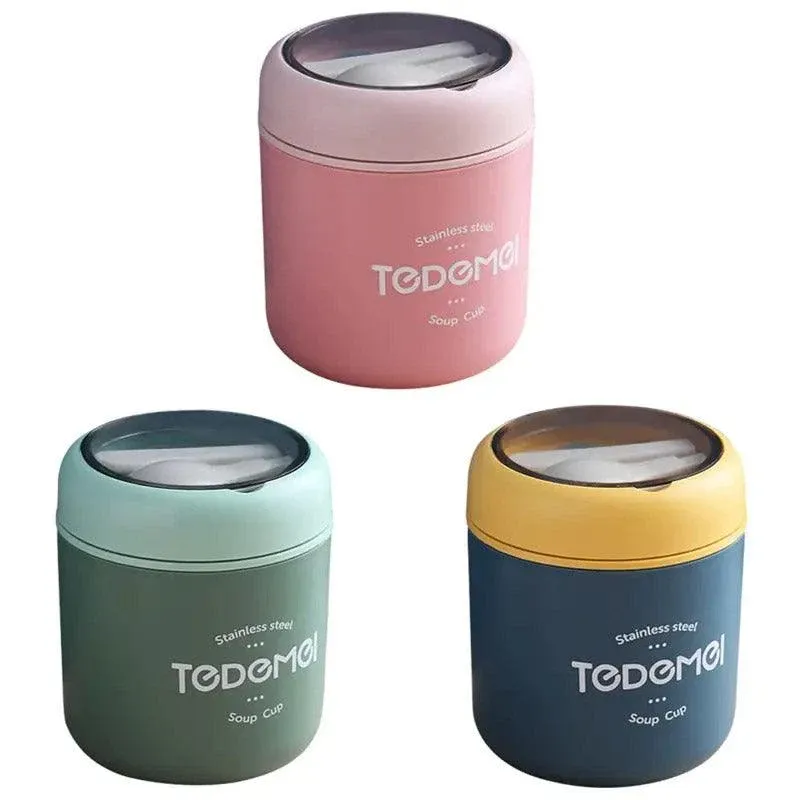 530ml Stainless Steel Insulated Lunch Box Portable Food Storage Mug Soup Meals - Pink โ image 3