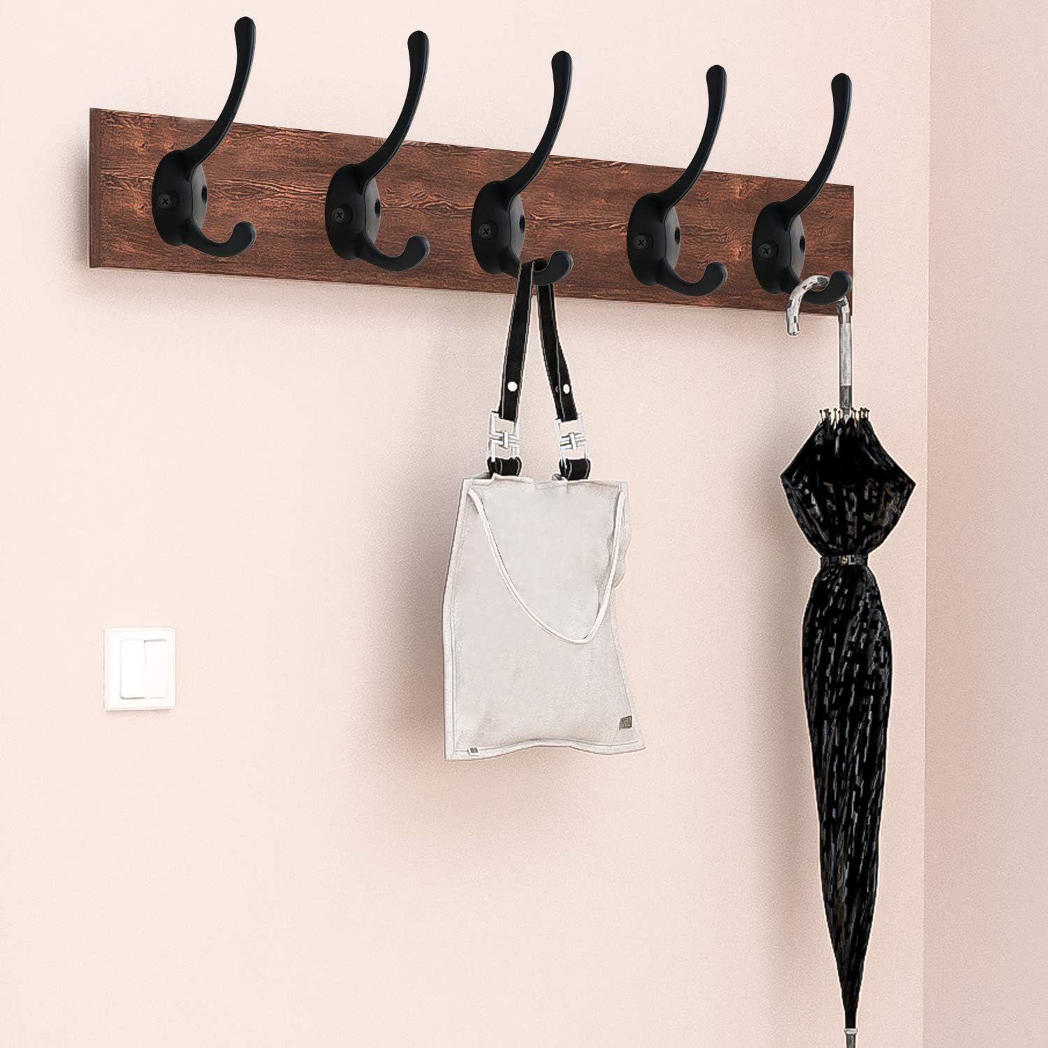 12 Pack Black Coat Hooks Wall Mounted Retro Double Hooks Utility Black Hooks for Coat, Scarf, Bag, Towel, Key, Cap, Cup, Hat โ image 4