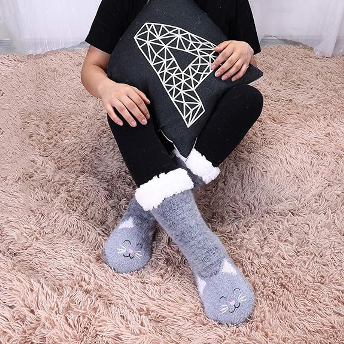 House Socks (2 pairs) - Floor Socks - Slipper Socks - Women's House Socks - Comfortable and Warm - Cute Animal Print - Christmas Gift โ image 3