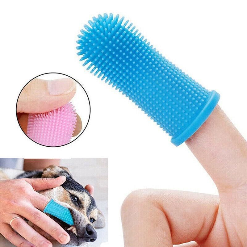 Dog Cat Super Soft Pet Finger Toothbrush Teeth Silicone Brush Care Cleaning - Blue — image 6