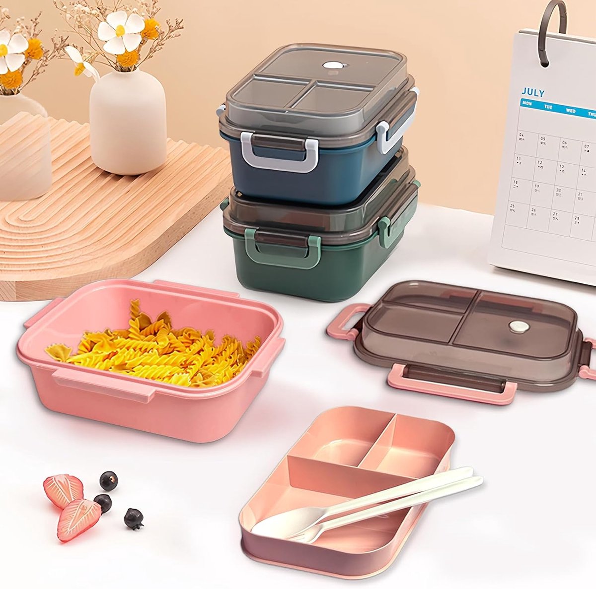 Lunch box with compartments, all-in-one double-layer lunch box, leakproof lunch box with cutlery for work, school, and picnics โ image 6