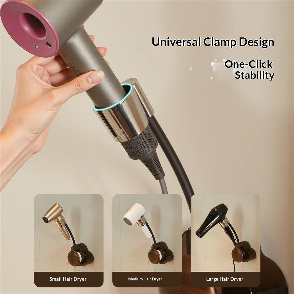 Hands Free Hair Dryer Holder Wall Mounted, No Drill Installation for Damage-Free Walls, Blow Dryer Holder Fits Most Hair Dryers for Bathroom Organization — image 4