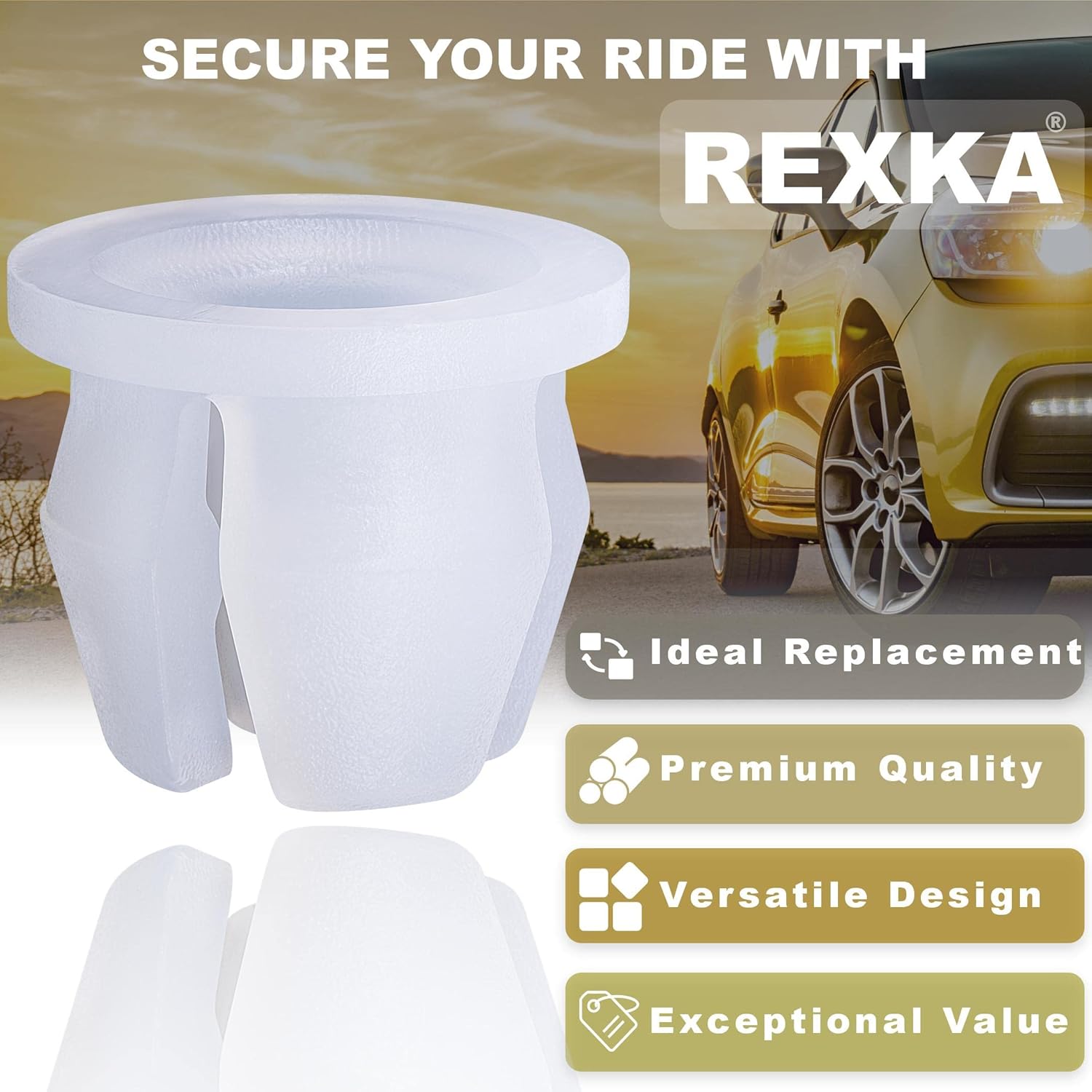 Rexka 10pcs Headlamp Assembly Grommet Retainer Clip Nut N811169S Compatible with Ford Toyota 90189-06111 4Runner, Land Cruiser, Pickup, Tacoma,Tercel — image 4