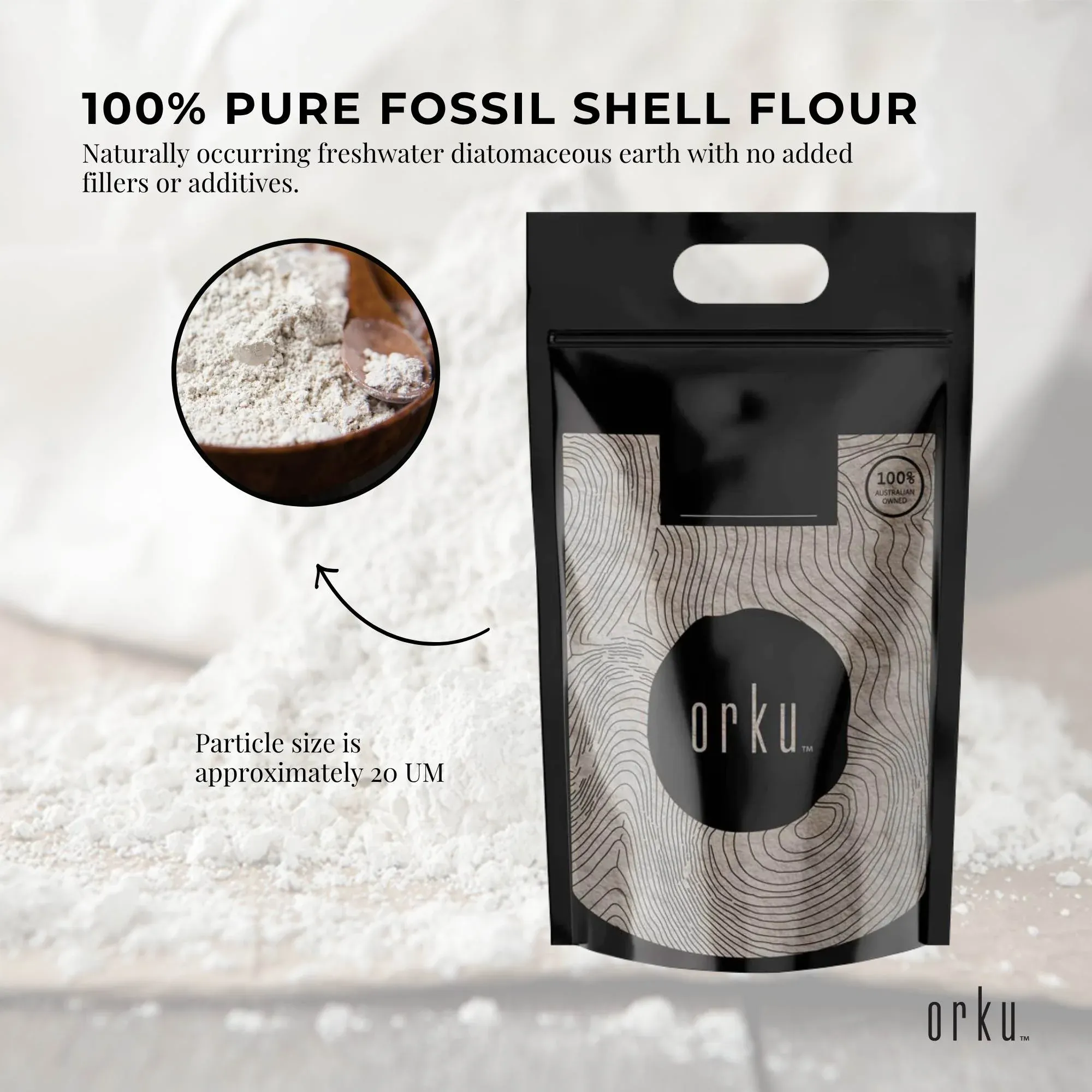 Orku 10Kg Fine Diatomaceous Earth - Food Grade FCC Fossil Shell Flour Powder — image 4