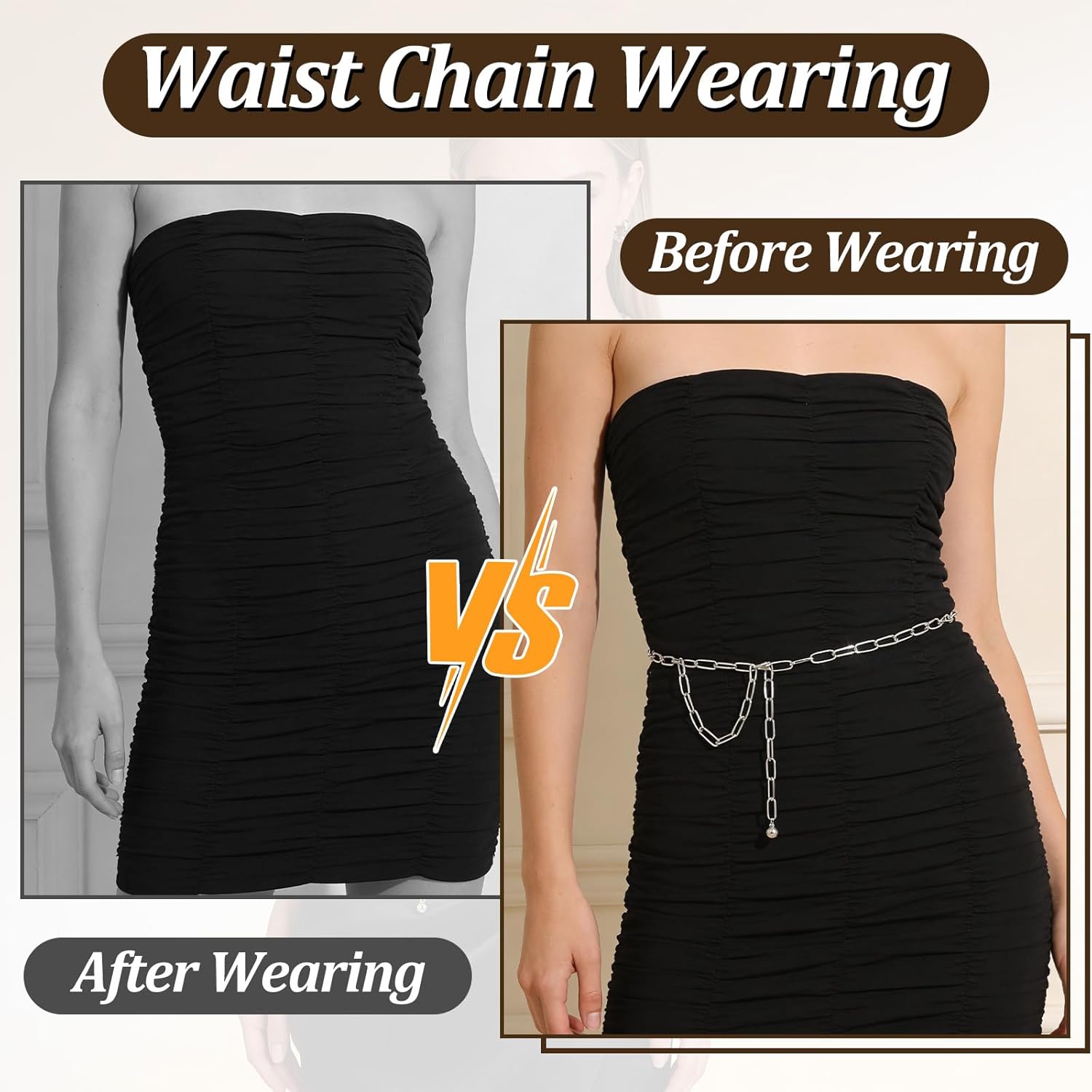 Silver Chain Belts for Women,Adjustable Womens Chain Belt Trendy Metal Belt for Jeans Dresses Pants — image 6
