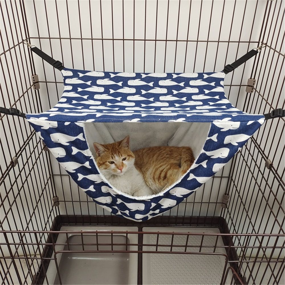 Cat Cage Hammock with Ball,Double Layer Hanging Adjustable Soft Pet Bed Suit for Kitten Ferret Puppy Rabbit or Small Pet, 2 Level Indoor Bed for All — image 2