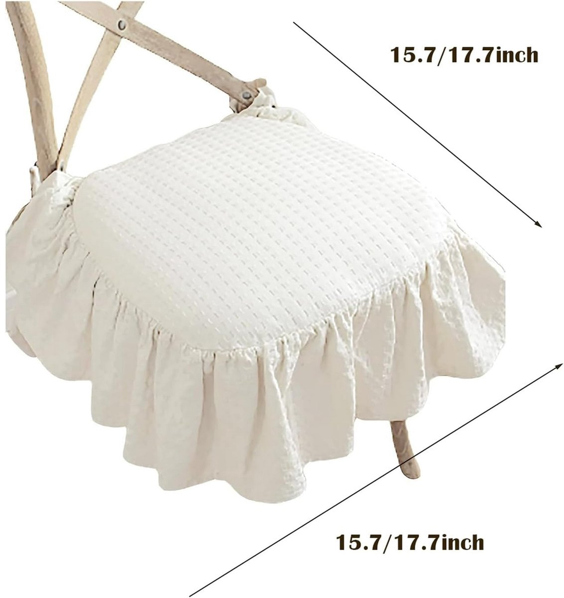 Ruffle Solid Chair Cushion - Firm Farmhouse Chair Cushion with Ruffles - Removable Seat Cushion with Locking Option for Wooden Dining Chairs (Dark Gray, 17.7 × — image 4