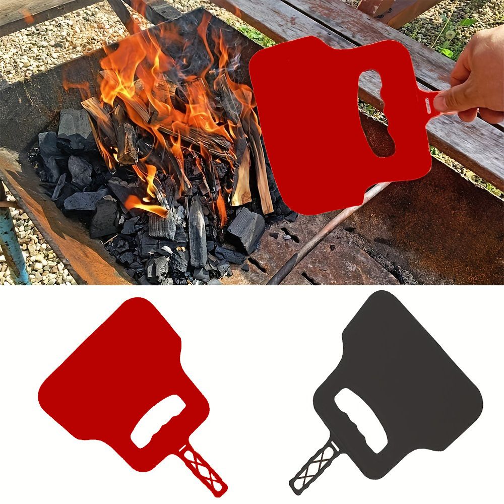 Barbecue Hand Fan - Manual Grill Hand Fan - Plastic Supporting Tool for Flame - Fan Hand for BBQ, Camping, Picnic, Outdoor Cooking, 2 Pcs(Black+Red) — image 4