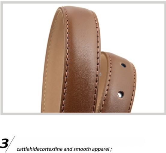 Women's Genuine Leather Thin Belt 2.3cm Width Minimalist Gold D-Shaped Buckle Casual Waist Strap for Jeans Dresses Caramel Color 105cm โ image 5
