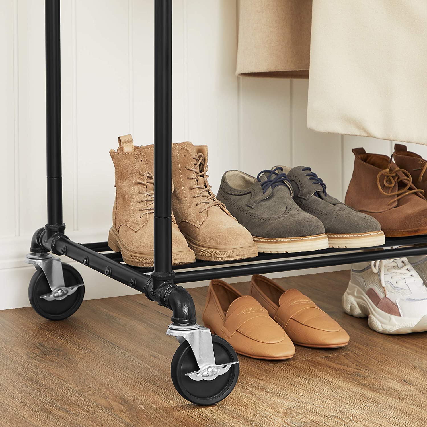 Industrial Pipe Clothes Rack Wheels, 110Kg load — image 3