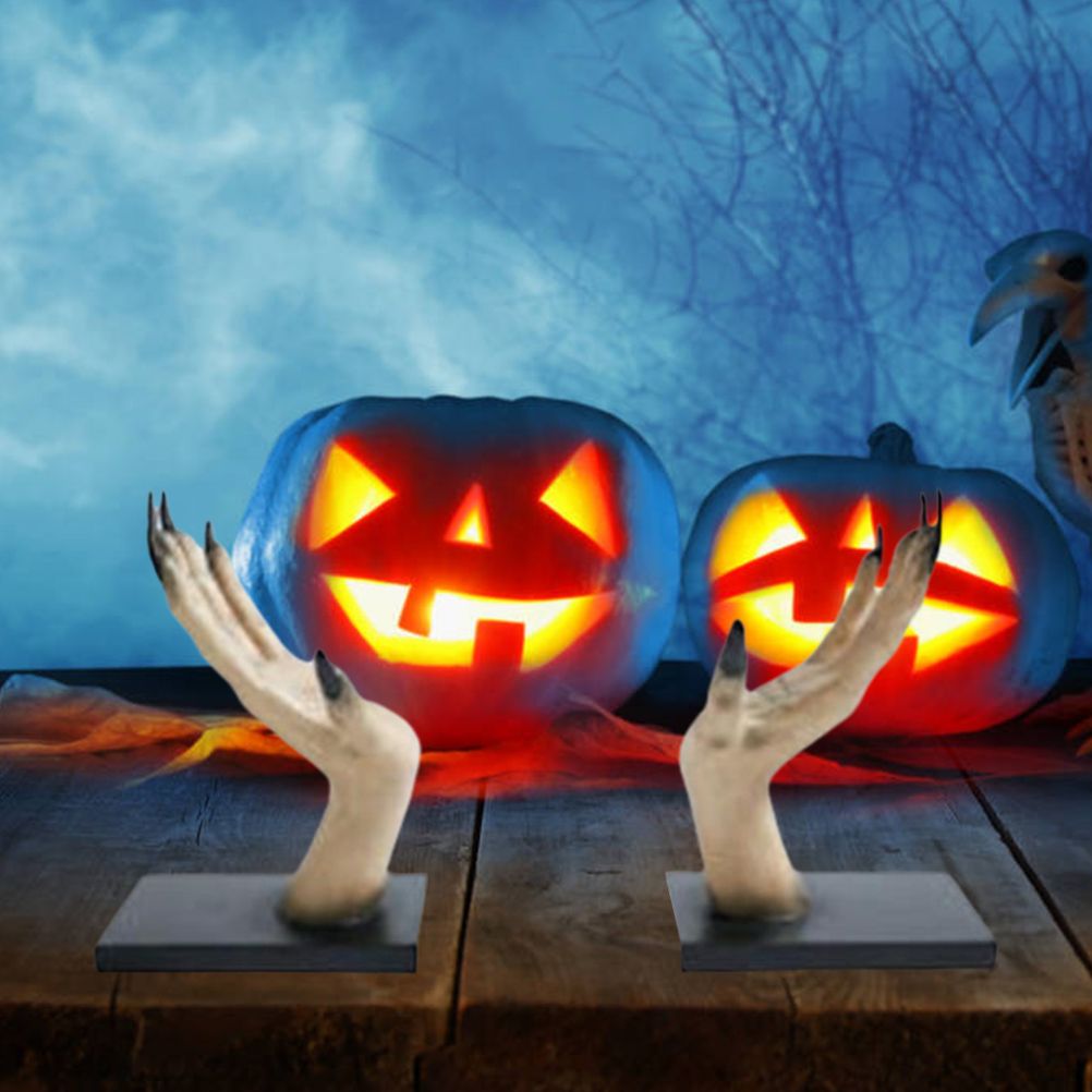 Halloween Horror Witch Hand Book Stand Resin Witch Hand Ornament Halloween Home Bar Decor Holiday Decorations — image 5