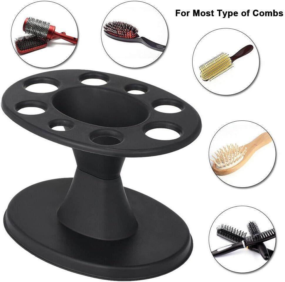 1 Piece Hair Brush Holder Round Hair Brush Comb Holder Black Display Rack Hair Styling Brush Stand Hairdressing Tool โ image 2