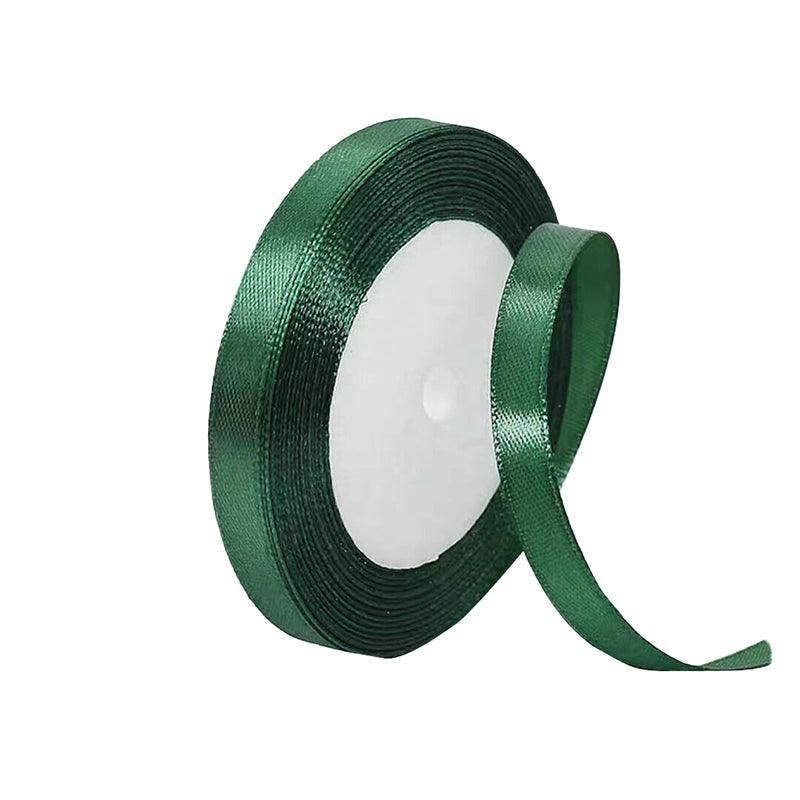 10mm Width Satin Hair Ribbon Wedding Party Decoration Gift Banquet 3m - Blackish Green