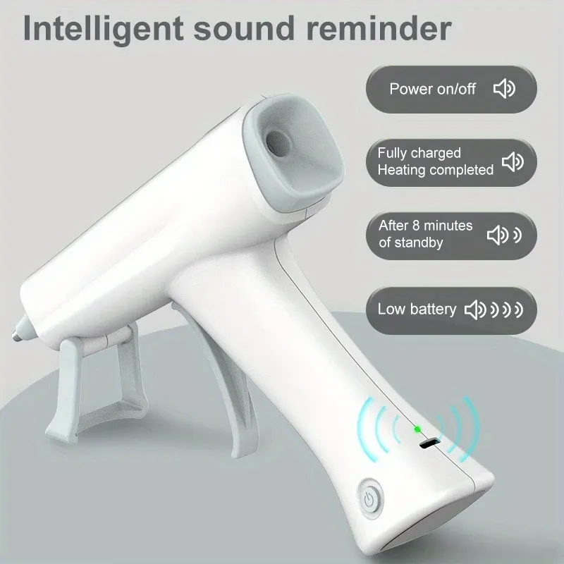 Cordless Rechargeable Hot Glue Gun โ 2600mAh Battery, Voice Prompts, 3-Minute Fast Heat, Perfect Tool for Crafts & Repairs. (WHITE)