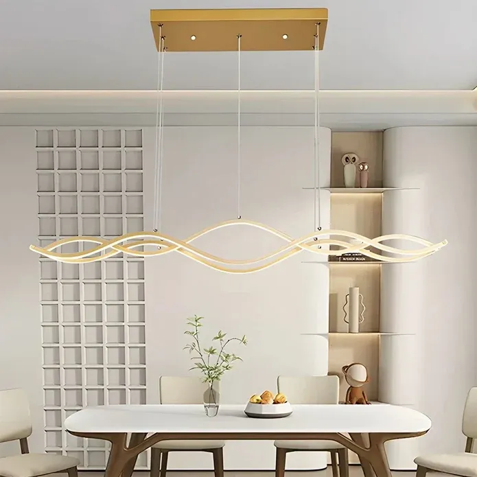 BAMDECOR A2569 1.5m Antizer Nordic Minimalist Wave Long Pendant Light (Gold) — image 3