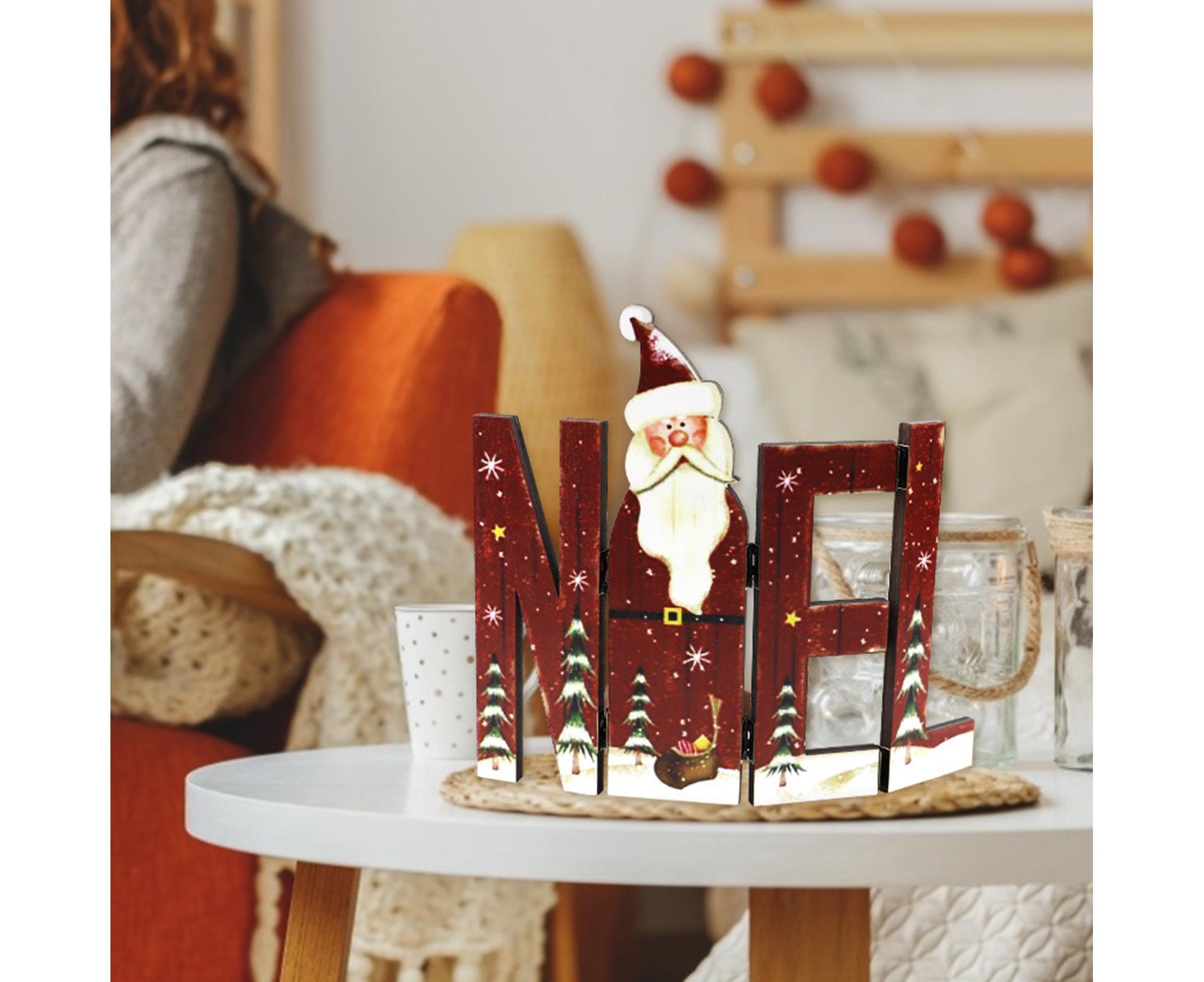 Foldable Eye-catching Christmas Ornament Wood Creative Cute Xmas Ornament for Decoration-Red — image 4