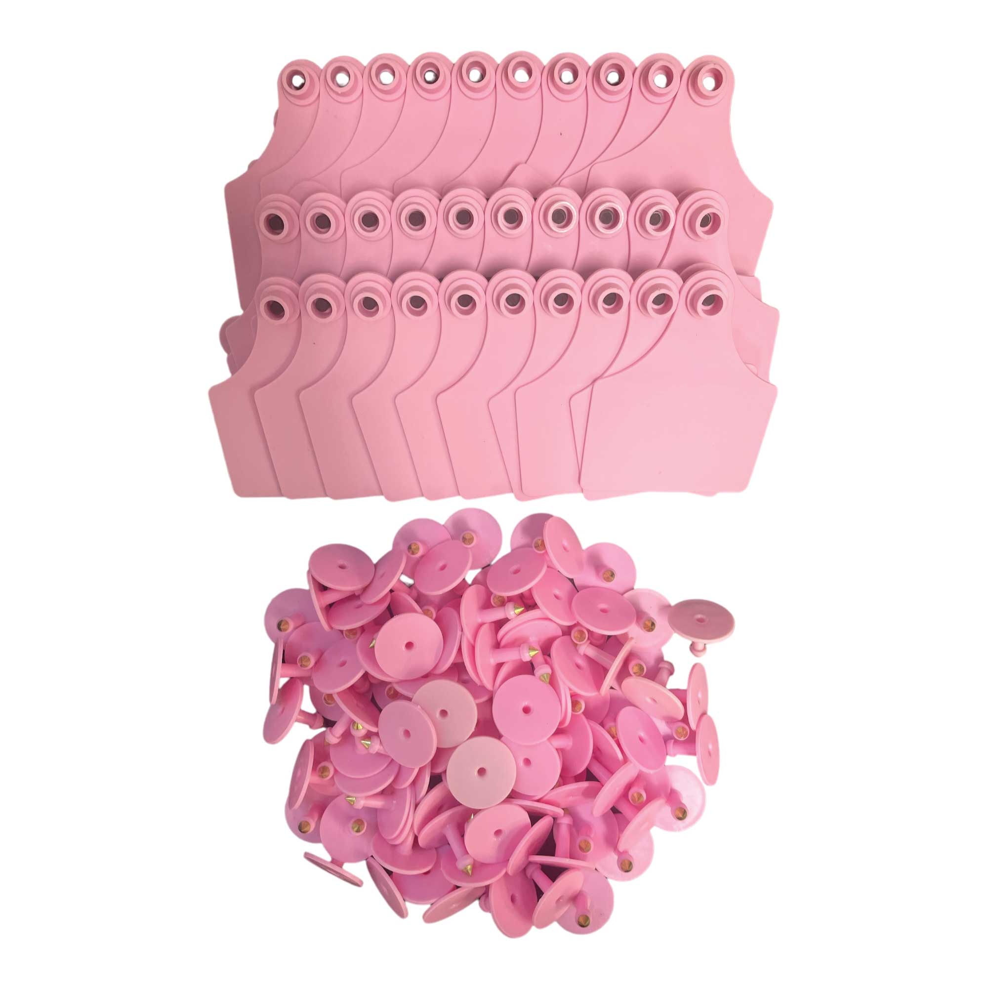 100x Cattle Ear Tags 7 × 10cm Set - Large Pink Blank Cow Sheep Livestock Label