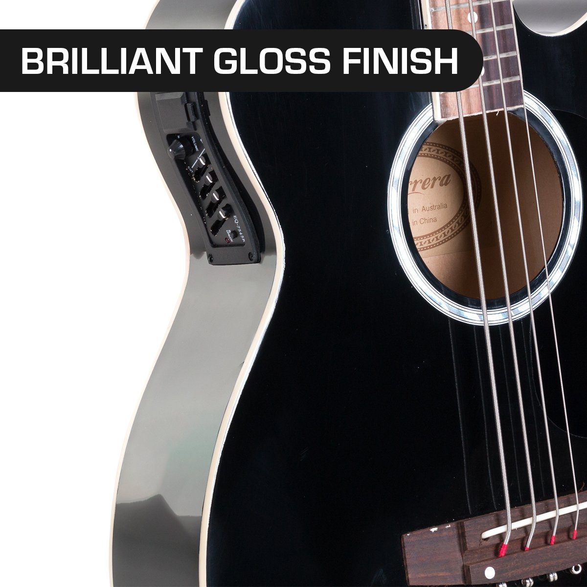 Karrera 43in Acoustic Bass Guitar - Black — image 4