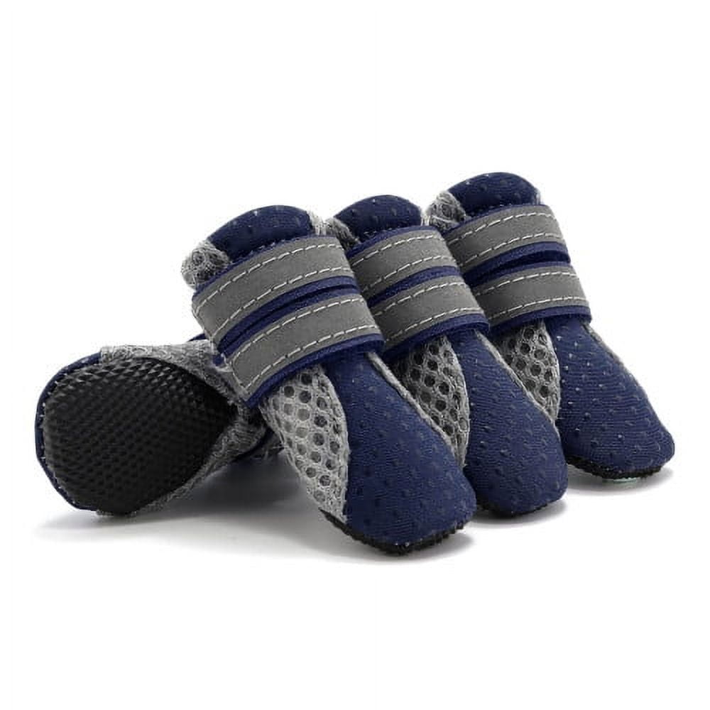 Small Dog Shoes, Slip Resistant 4pcs Dog Puppy Boots Booties Pet Sneakers with Reflective Fastener Tape for Small Medium Dogs, Protect Paws Easy to Wear Daily — image 3