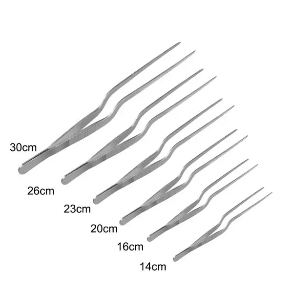 10 Pack Stainless Steel BBQ Food Tongs, Slim Serving Tweezers for Grilling, Cooking, Buffets and Food Preparation, Silver, 20 cm — image 2