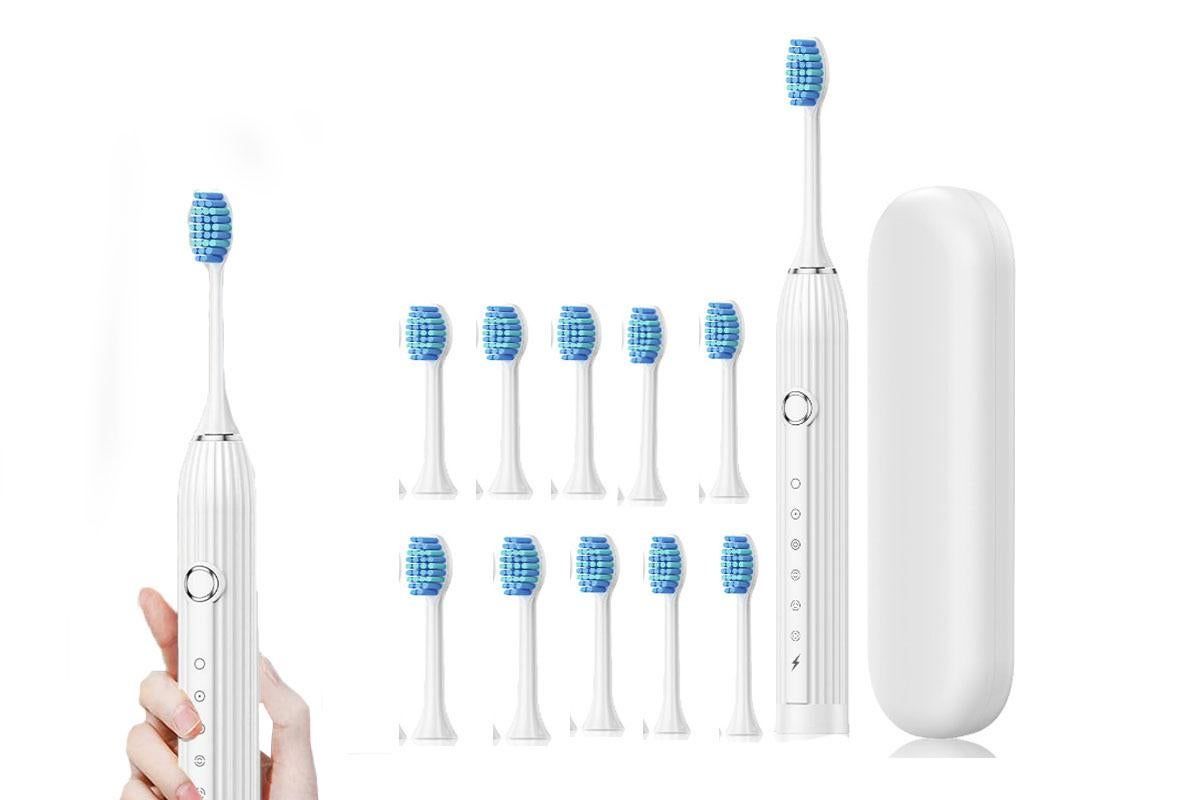 Electric Toothbrush with 10 Brush Heads and Travel Case Rechargeable Toothbrush Sets -White — image 2
