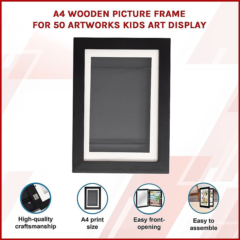 A4 Wooden Picture Frame For 50 Artworks Kids Art Display โ image 3