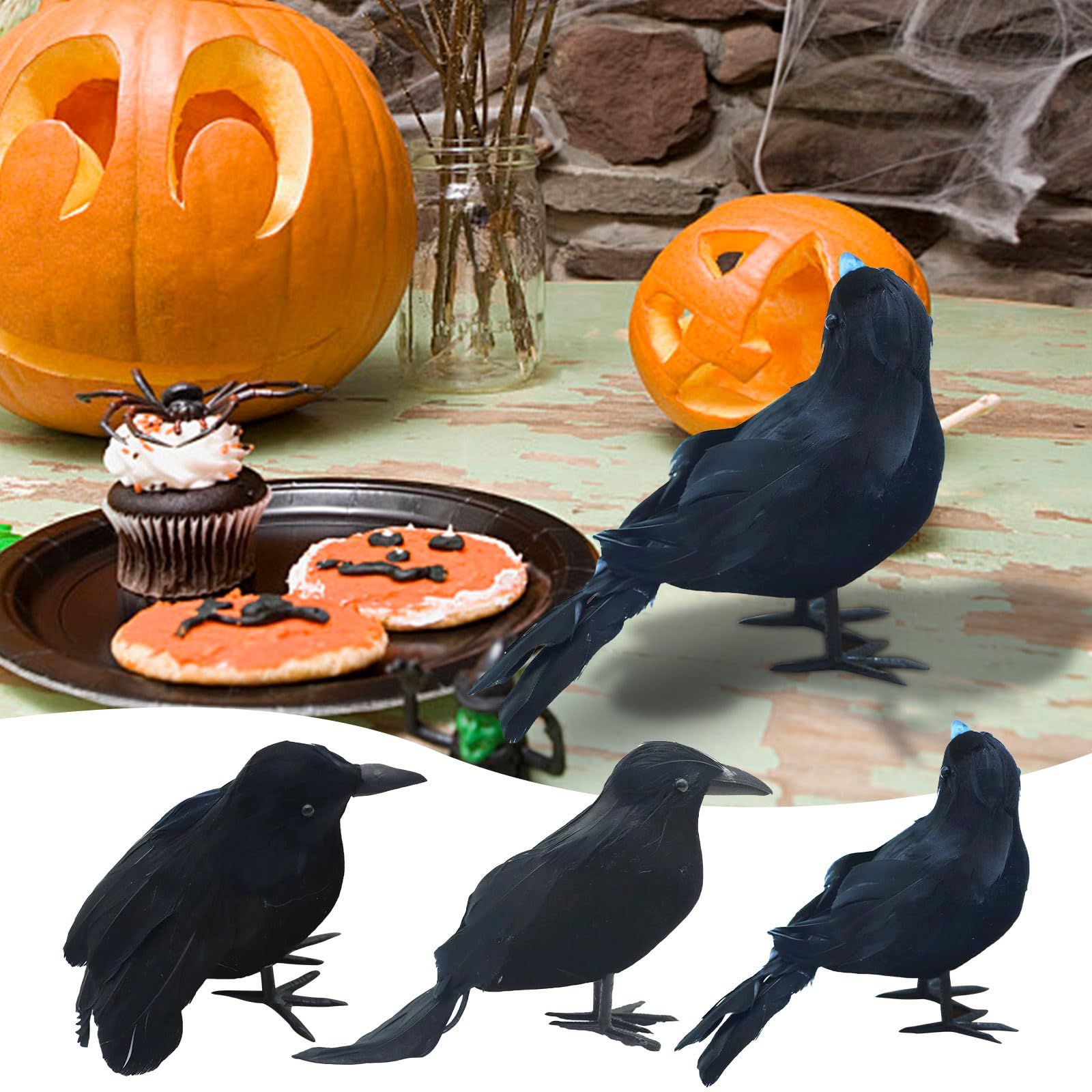 3PCS Fake Black Crow Halloween Decorations, Artificial Ravens Halloween Decor, Simulation Crow Decor for The Home Crafts — image 5