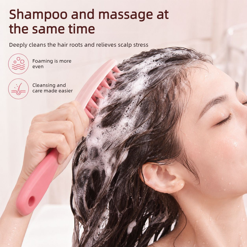 Two-Tone TPR Scalp Massage Shampoo Brush, Wet & Dry Hair Cleaning Comb for Itch Relief & Dandruff Removal—Purple — image 2
