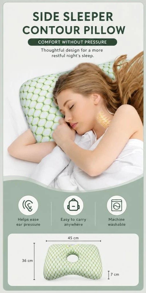 Removable Inner Core Ear Protection Pillow 39x28x6, Pink, Hygienic Reusable Sleep Pad — image 3
