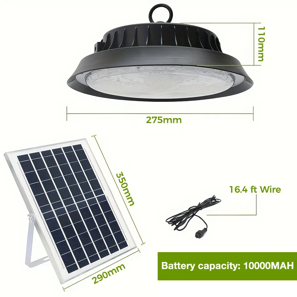 Solar Power Outdoor UFO LED High Bay Light in Black - 200W — image 4
