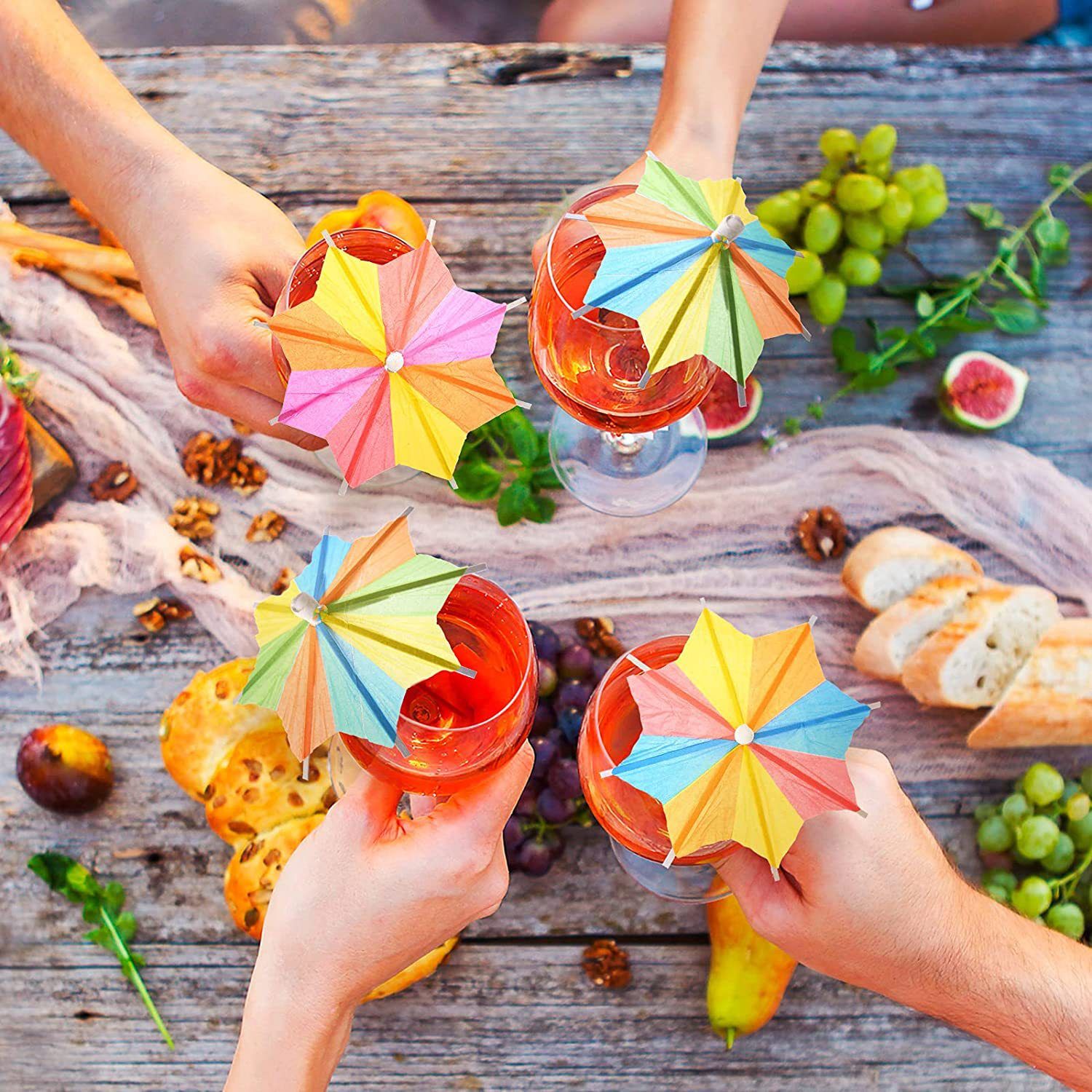 10 PCS Colorful Paper Umbrellas, Cocktail Parasol Picks, Cupcake Toppers Picks Cupcake Toppers for Summer Hawaiian Umbrella Sticks — image 2