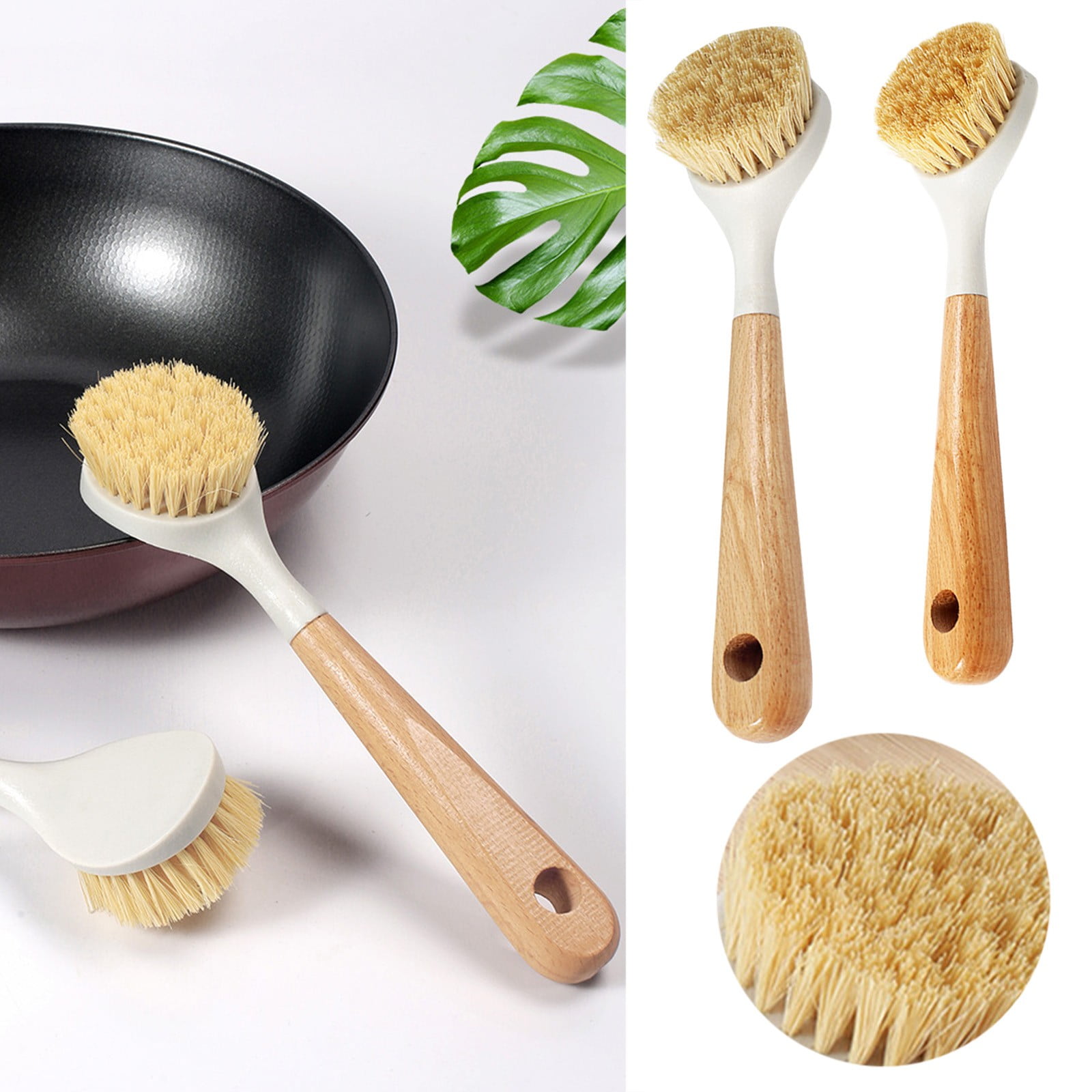 Cleaning Brush ! Natural Sisal Kitchen Cleaning Brush Pot Scrub Brush with Long Wooden Handle, Cleaning Brush Promotion Include A Pot Brush AS shown — image 4