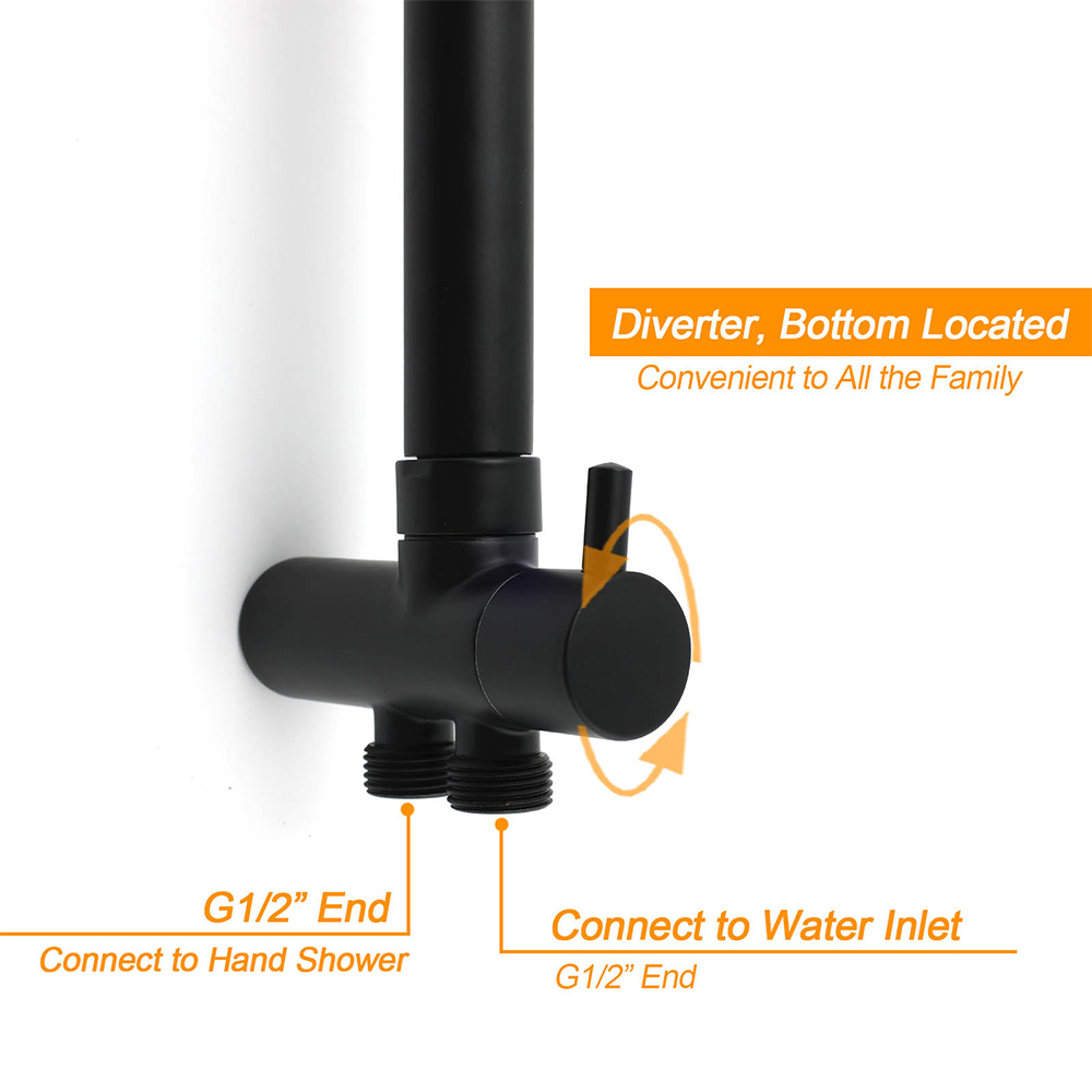 Matt Black 2in1 Set 8" Square Thin Shower Head Handheld Adjustable Silding Rail Arm โ image 5