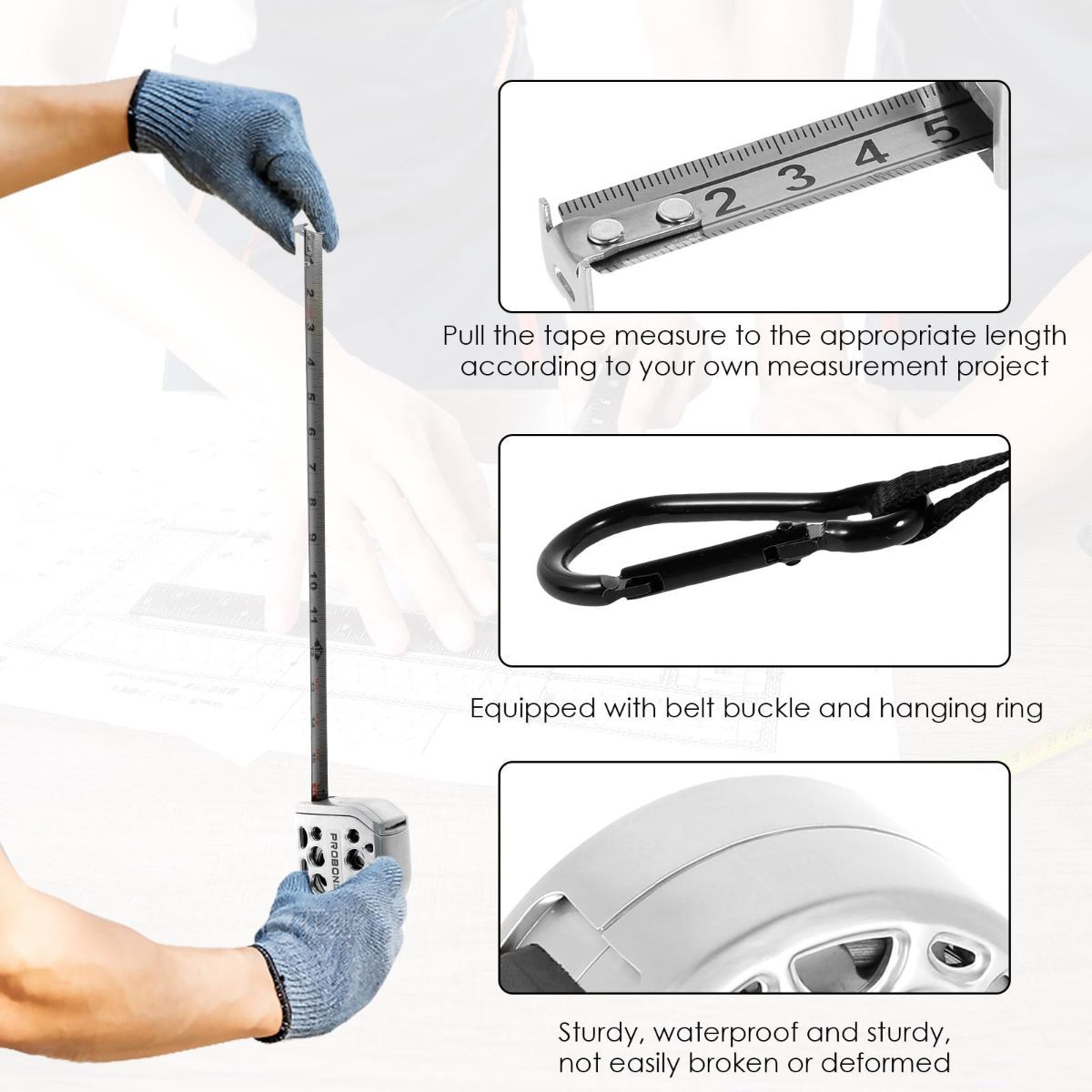 Hollow Retractable Tape Measure 5m Tape Measure Stainless Steel Tape Measure - Silver - Size 5m*25mm — image 2