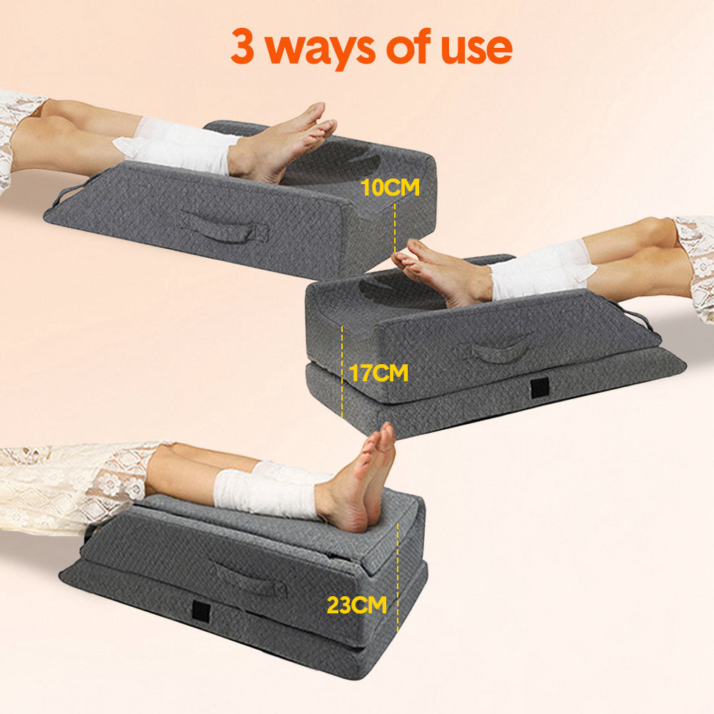 Leg Wedge Ergonomic Booster 3-Height Adjustable Memory Foam Leg Support Pillow with Washable Cover for Ankle Foot Rest Surgery Recovery and Pain Relief — image 5