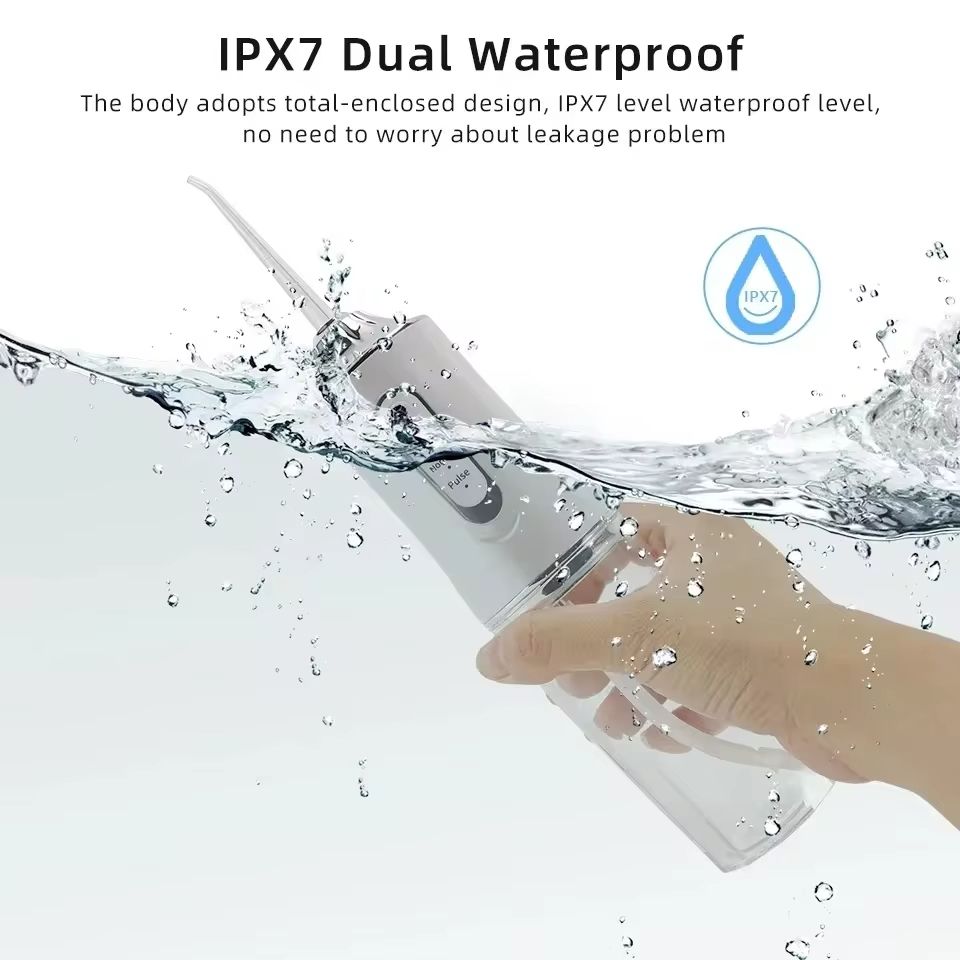 White Portable Water Flosser Oral Irrigator with 230ml Tank and 3 Modes Rechargeable IPX7 Waterproof Teeth Cleaner for Australian Home and Travel Use — image 3
