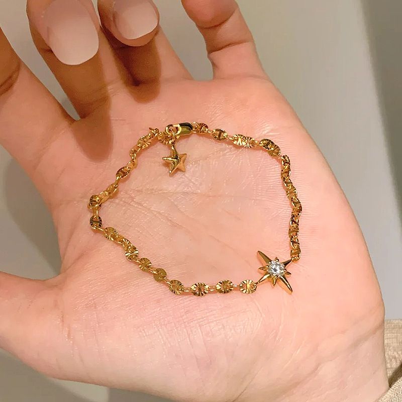 Gold Lucky Star Crystal Bracelet for Women Gold Plated Comet Star Charm Bracelet Delicate Everyday Jewellery Gift โ image 2