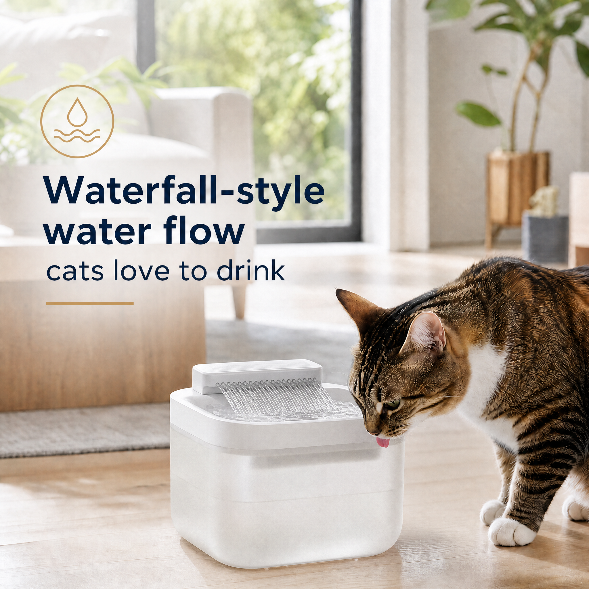Black Cat Water Fountain 3L, Wired Pet Water Dispenser for Cats & Small Dogs, Waterfall-Style Quiet Drinking Fountain with Filter, Easy-Clean ABS+PP Bowl, 5V — image 5