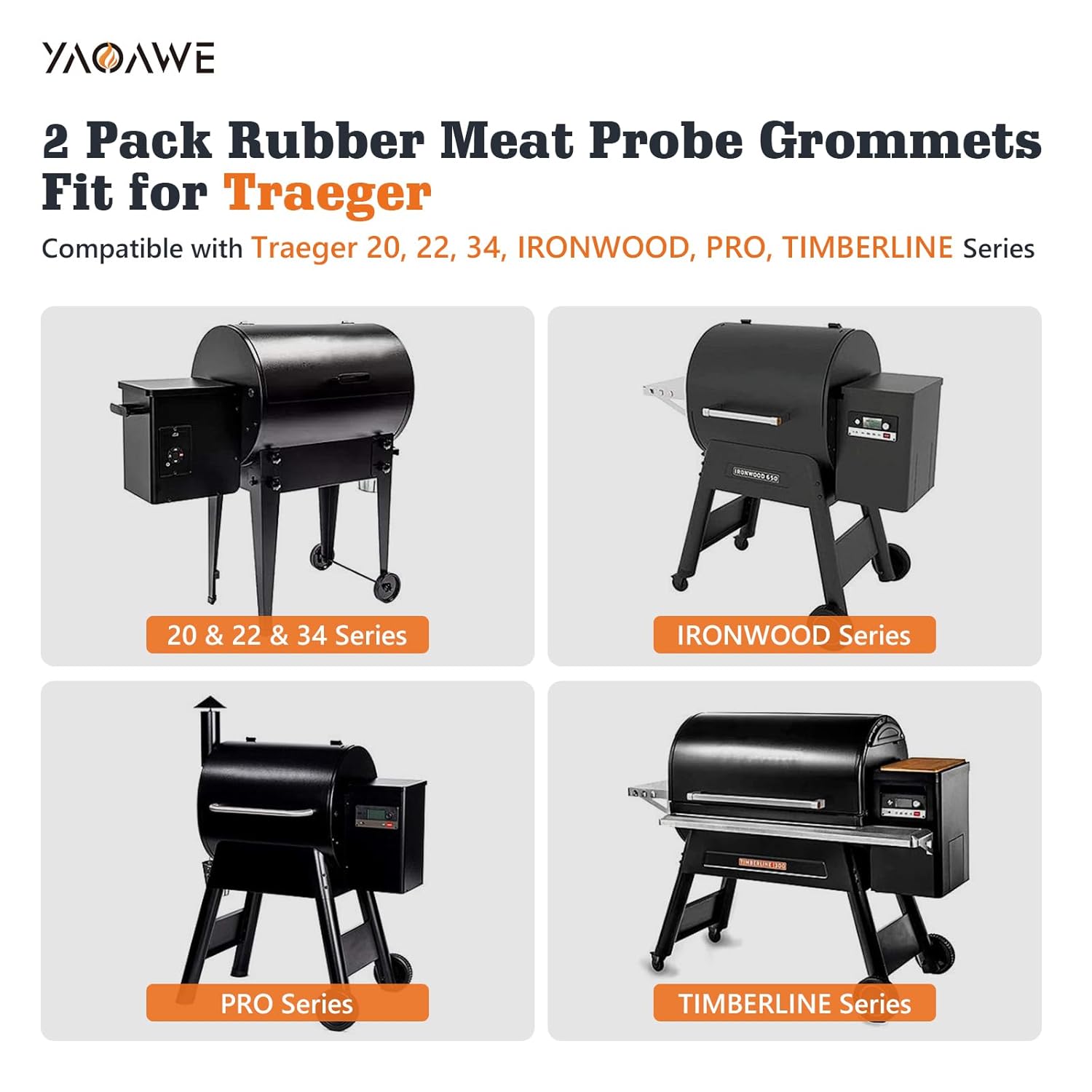 2 Pack Replacment Rubber Meat Probe Grommet Fit for Traeger Wood Pellet Grills, Probe Gaskets Compatible with 20, 22, 34, Ironwood, PRO, Timberline Series — image 2