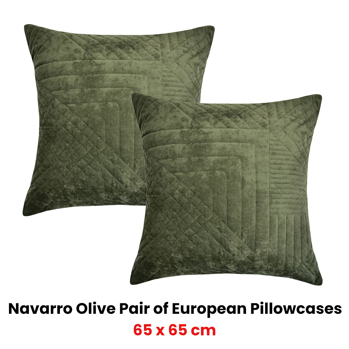 Bianca Pair of Navarro Olive European Pillowcases 65 x 65cm — image 2
