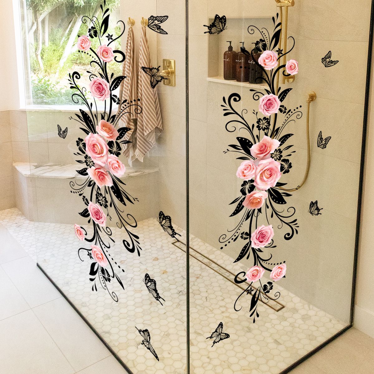 Flower Wall Stickers, Flower Wall Decals, Waterproof Peel and Stick Wall Art Decals for Bedroom Children's Room Living Room — image 2