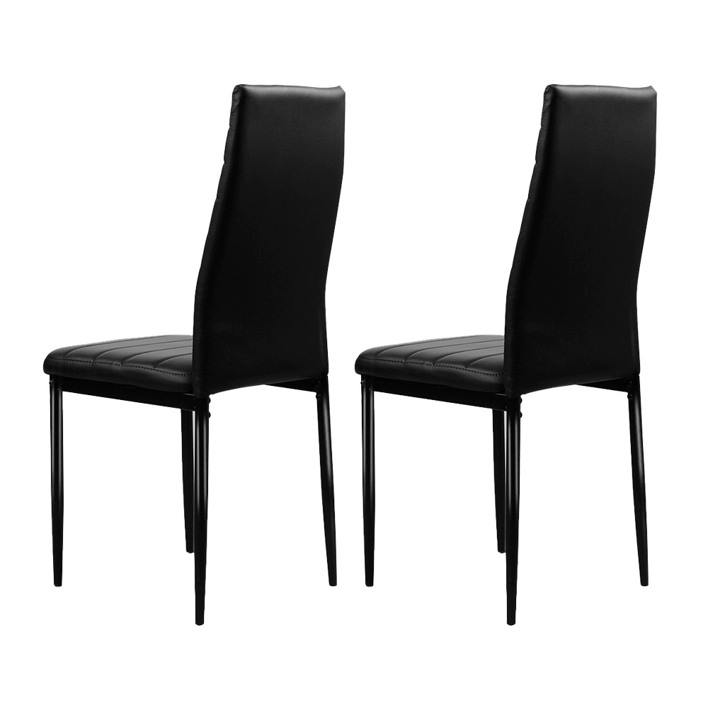 Artiss Dining Chairs Set of 4 Leather Channel Tufted Black โ image 3