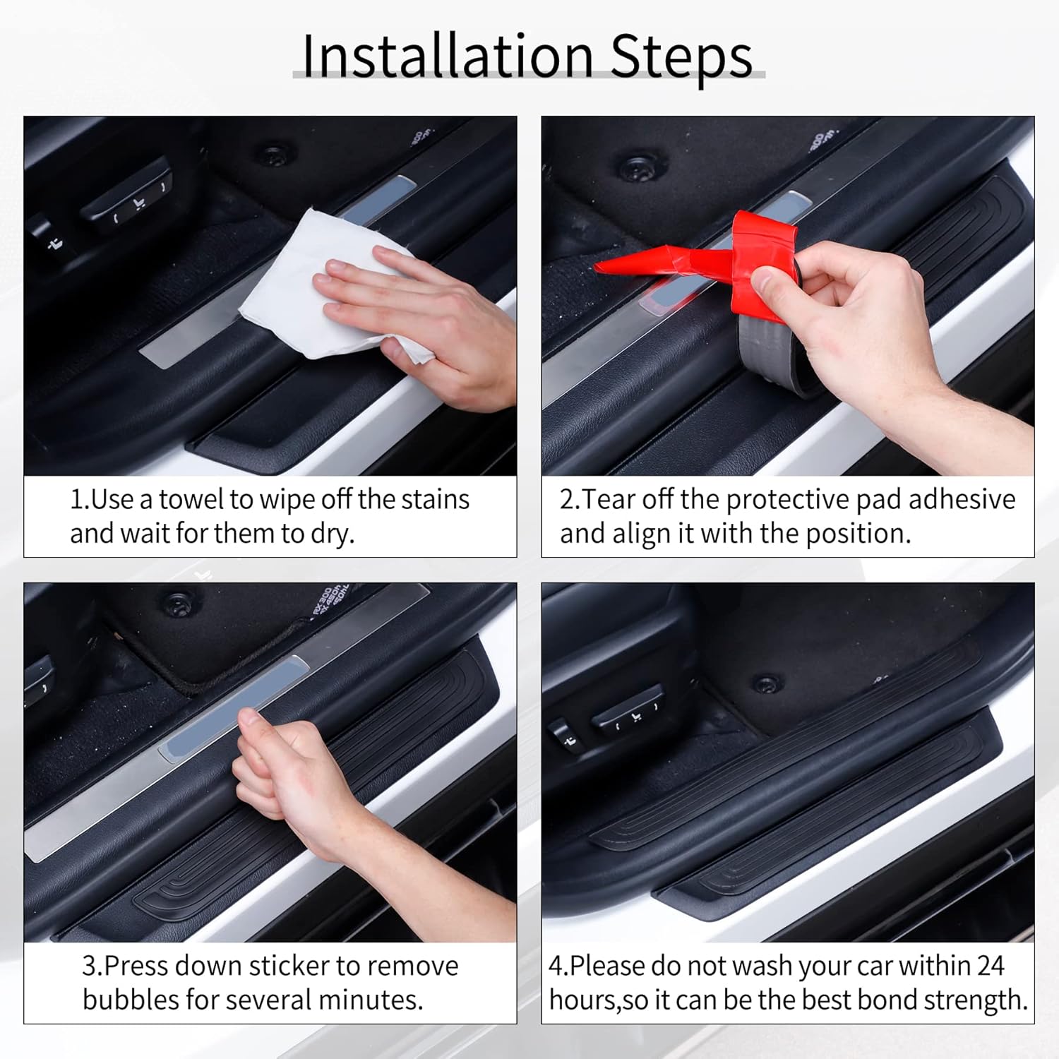 Car Door Threshold Protection, 4PCS Edge Step Dust Shield Cover, Width 23.6x2.36inch Car/SUV Universal Rubber Scratch Resistant Exterior Accessories (Black) โ image 4